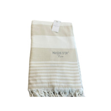 Пляжний рушник Maison Dor Primavera Beach Beige White 100-200 см кремовий