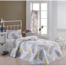 Покривало стеганное Eponj Home Туреччина - Altin Yaprak gri сірий 200x220 см