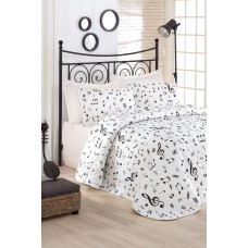 Покривало стеганное Eponj Home Туреччина B & W - Melodiy beyaz білий 200x220 см