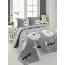 Покривало стеганное Eponj Home Туреччина - Tavsancık A Kahve-Gri-Pembe сірий 160x220 см