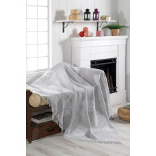 Плед накидка Eponj Home Турция Buldan Keten - Monstera 170x220 gri серый