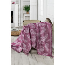 Плед накидка Eponj Home Турция Buldan Keten - Palmiye 170x220 mor пурпурный