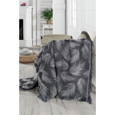Плед накидка Eponj Home Турция Buldan Keten - Palmiye 170x220 siyah черный
