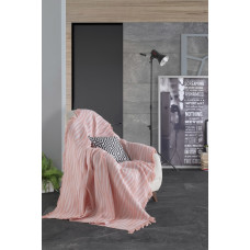 Плед накидка Eponj Home Турция Buldan Keten - Verda 170x220 pudra пудровый