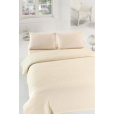 Плед покрывало вафельное Eponj Home Турция - Burumcuk krem кремовый 160x235 см