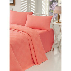 Плед покрывало Eponj Home Турция Kare coral коралловый 200x230 см