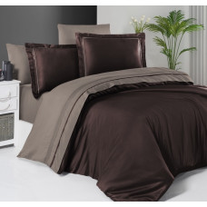 Постельное белье сатин First Choice Dark Brown/Mink евро 200x220