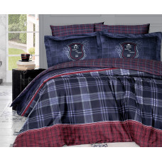 Постельное белье сатин First Choice Doris Lacivert (Navi Blue) семейный 160x220 2шт