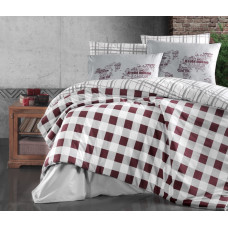 Постільна білизна ранфорс First Choice Edmon Dark Red євро 200x220