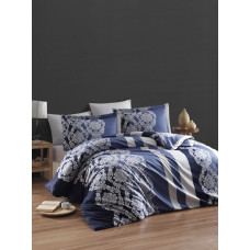 Постельное белье сатин First Choice Kavin Lacivert (Navi Blue) евро 200x220 