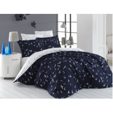 Постельное белье сатин First Choice Liberta Lacivert (Navi Blue) евро 200x220 