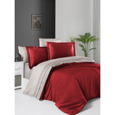 Постельное белье сатин First Choice Red/Sand евро 200x220