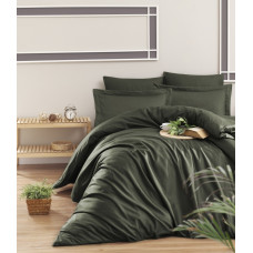 Постельное белье сатин First Choice Snazzy Haki (Dark Green) евро 200x220 
