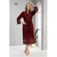 Халат женский тонкий велюр длинный без капюшона ns 0383 bordo 3xl