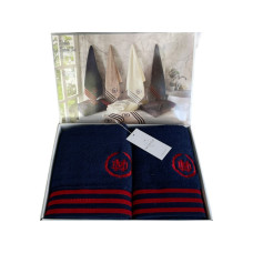 Набір рушників Maison D'or Delon Navy Red махрові 30-50 см, 50-100 см, 70-140 см синій