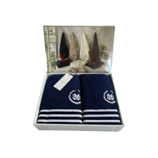 Набір рушників Maison D'or Delon Navy Red махрові 30-50 см, 50-100 см, 70-140 см синій