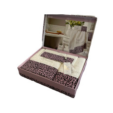 Набір рушників Maison D'or Queen Ecru-Dark Lilac махрові 30-50 см, 50-100 см, 85-150 см кремові